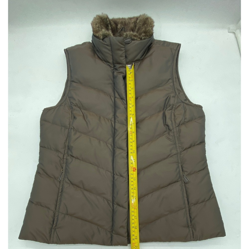 Eddie‎ Bauer Womens Brown Down Vest Faux Fur Collar Premium Goose Down Size S - Picture 8 of 14